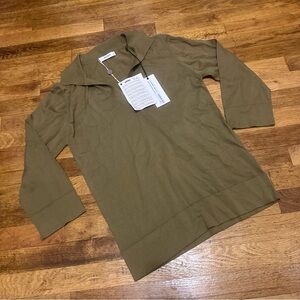 ALPHA STUDIO NWT Olive Green Long Sleeve Polo 3/4 Sweater
